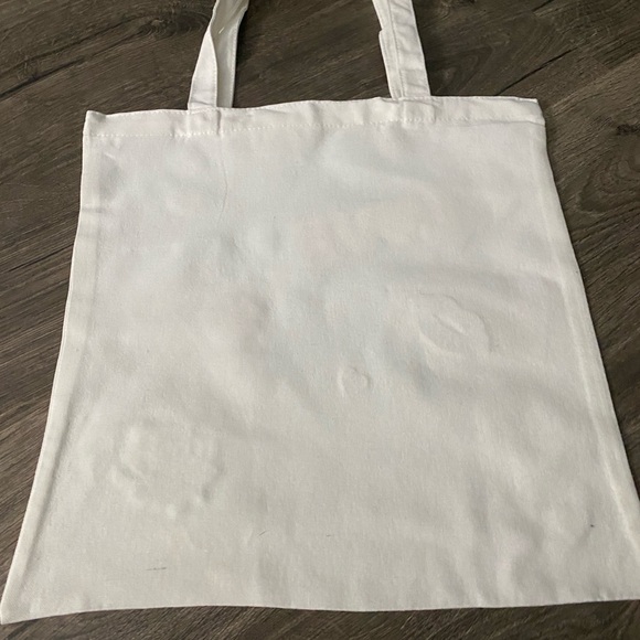 White Tote Bag with Love and Floral Accents - Picture 2 of 2